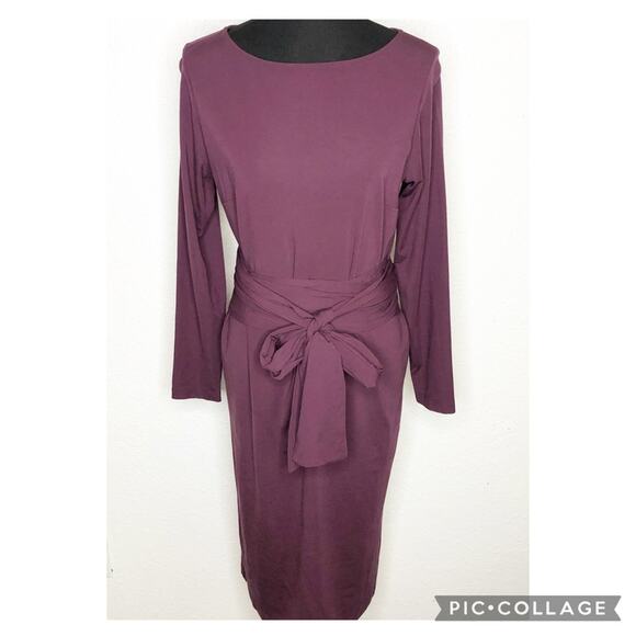 Ann Taylor Dresses & Skirts - Ann Taylor wine purple tie waist midi dress size 12